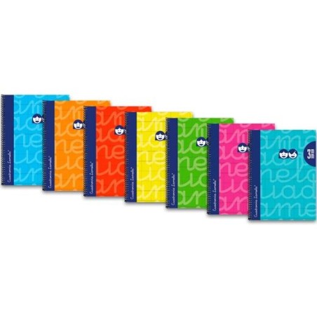 LAMELA CUADERNO ESPIRAL 80H 4º 90GR CUADROVÍA 3MM CUBIERTA EXTRA DURA FLÚOR C/SURTIDOS