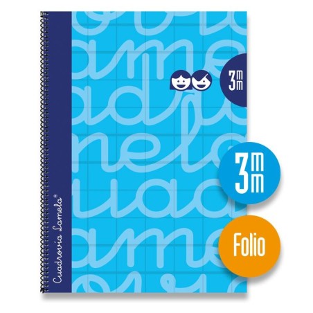 LAMELA CUADERNO ESPIRAL 80H FOLIO 90GR CUADROVÍA 3MM C/MARGEN CUBIERTA EXTRADURA AZUL -PAQUETE 5U-