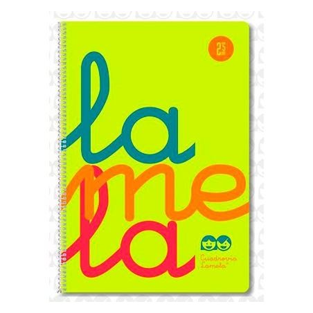 LAMELA CUADERNO ESPIRAL 80H FOLIO 90GR CUADROVÍA 5MM C/MARGEN CUBIERTA PP AMARILLO FLUORESCENTE