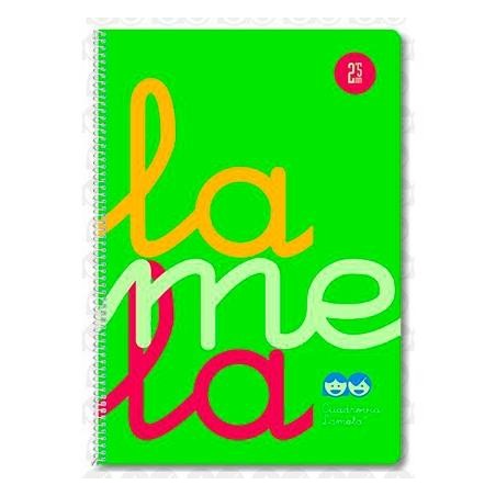 LAMELA CUADERNO ESPIRAL 80H FOLIO 90GR CUADROVÍA 5MM C/MARGEN CUBIERTA PP VERDE FLUORESCENTE