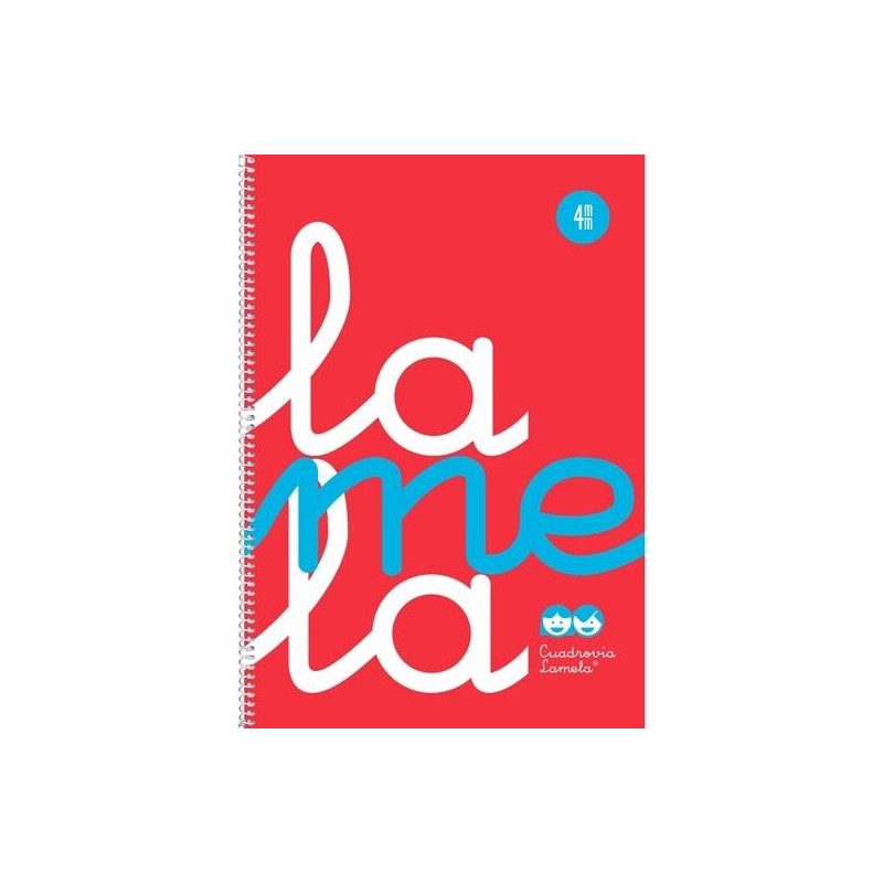 LAMELA CUADERNO ESPIRAL 80H FOLIO 90GR C/M CUADROVÍA 5MM CUBIERTA PP FLÚOR ROJO