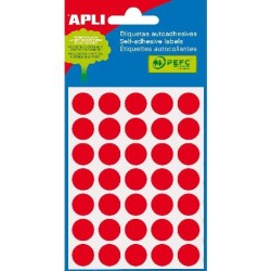 APLI ETIQUETAS ADHESIVAS CIRCULARES Ø13MM ESCRITURA MANUAL 35 X 5H ROJO