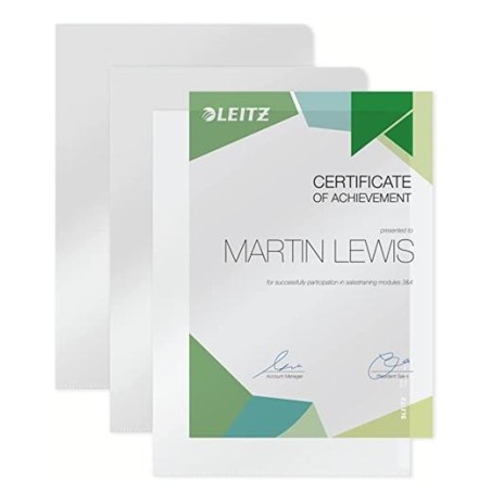 LEITZ DOSSIER UÑERO PVP RÍGIDO 150 MICRAS A4 CAJA 100 UNIDADES BLANCO TRANSLÚCIDO