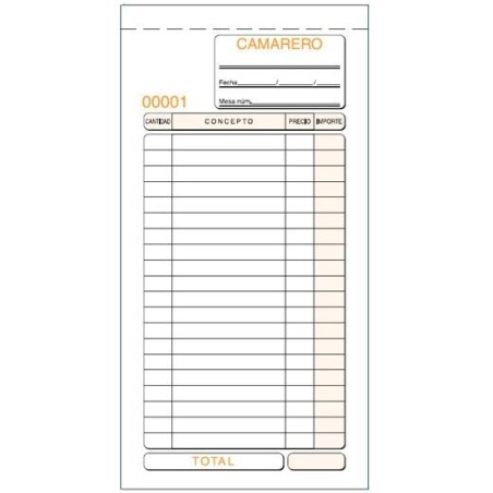 LOAN TALONARIO CAMAREROS TERCIO DE FOLIO DUPLICADO AUTOCOPIA