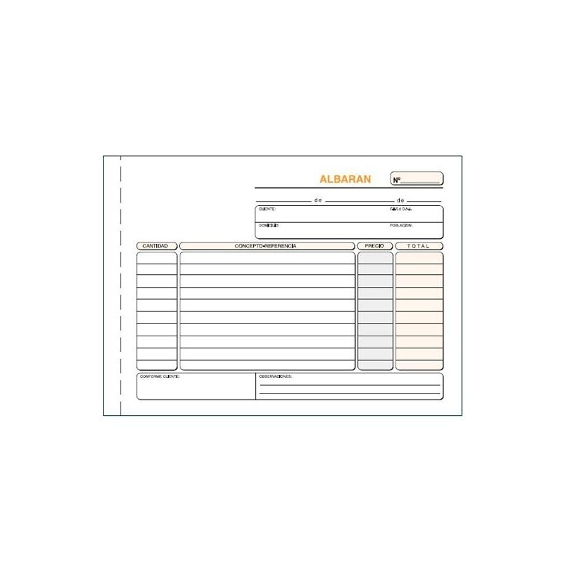 LOAN TALONARIO ALBARANES CUARTO APAISADO DUPLICADO AUTOCOPIA