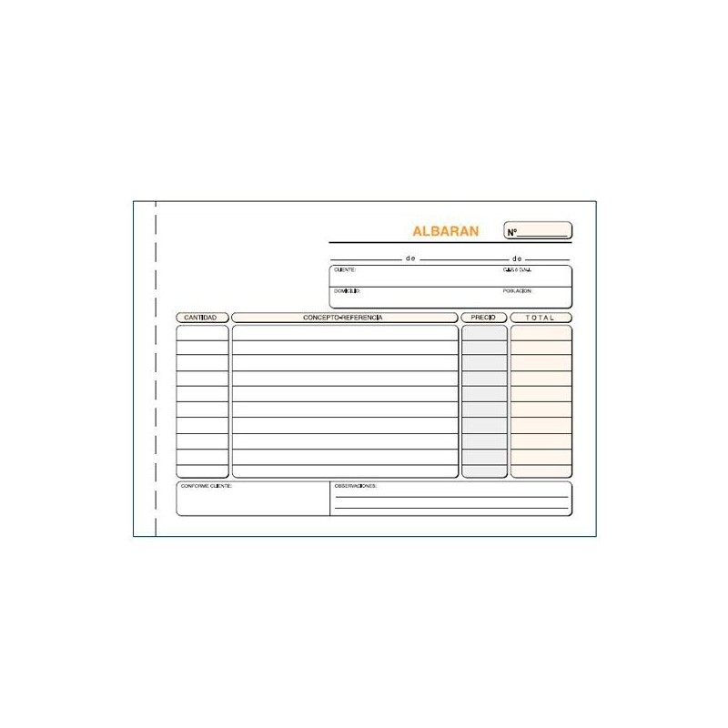 LOAN TALONARIO ALBARANES CUARTO APAISADO TRIPLICADO AUTOCOPIA