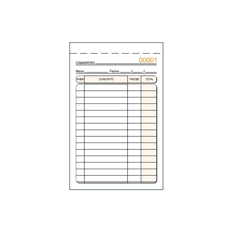 LOAN TALONARIO CAMAREROS ESPECIAL BOLSILLO DUPLICADO AUTOCOPIA