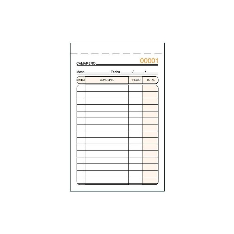 LOAN TALONARIO CAMAREROS ESPECIAL BOLSILLO TRIPLICADO AUTOCOPIA