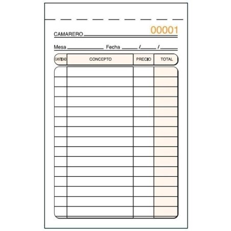 LOAN TALONARIO CAMAREROS ESPECIAL BOLSILLO TRIPLICADO AUTOCOPIA