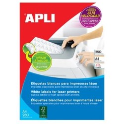 APLI ETIQUETAS ADHESIVAS 105X37MM LÁSER C/RECTOS 16 X 250H BLANCO