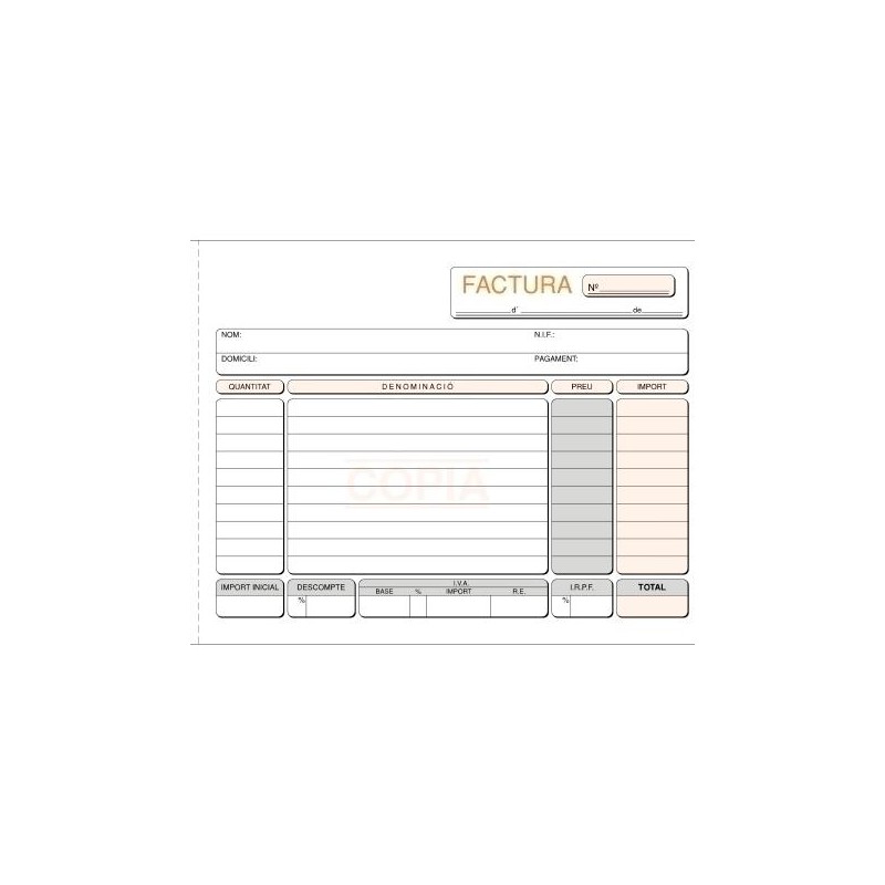 LOAN TALONARIO FACTURAS 1/4 APAISADO AUTOCOPIA TRIPLICADO