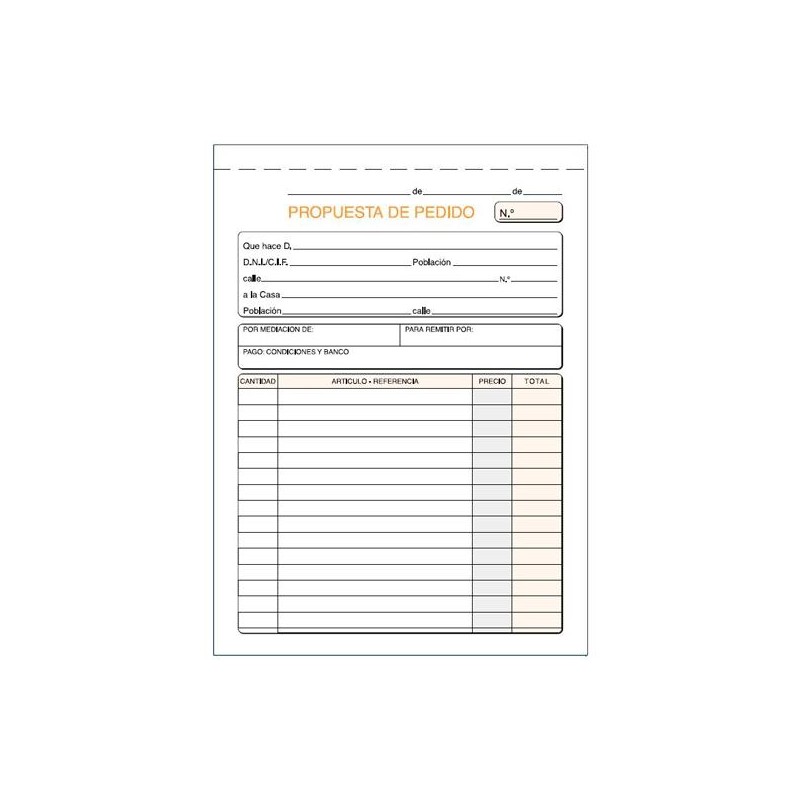 LOAN TALONARIO PEDIDOS CUARTO NATURAL DUPLICADO AUTOCOPIA