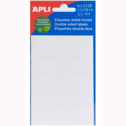 APLI ETIQUETAS ADHESIVAS DOBLE FRONTAL 20X75MM ESCRITURA MANUAL C/ROMOS 10 X 5H BLANCO