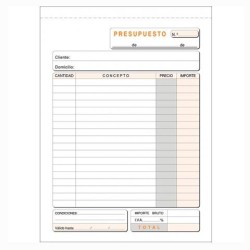 LOAN TALONARIO PRESUPUESTO CUARTO NATURAL DUPLICADO AUTOCOPIA