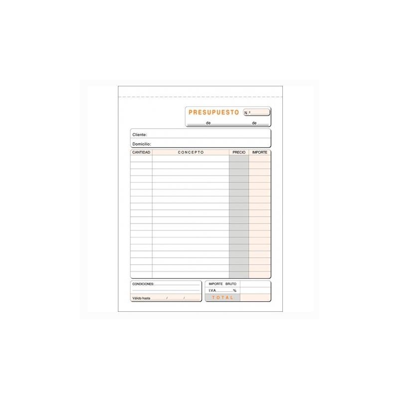 LOAN TALONARIO PRESUPUESTO CUARTO NATURAL DUPLICADO AUTOCOPIA