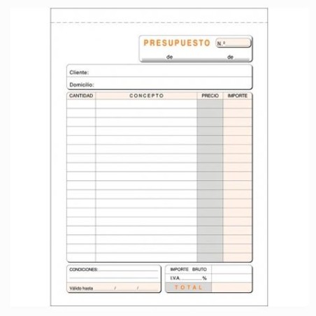 LOAN TALONARIO PRESUPUESTO CUARTO NATURAL DUPLICADO AUTOCOPIA