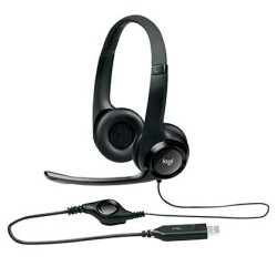 LOGITECH AURICULARES H390 DIADEMA ACOLCHADA BIAURAL ESTEREO MICRÓFONO AJUSTABLE CONTROL VOLUMEN CABLE USB NEGRO