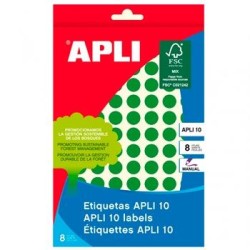 APLI ETIQUETAS ADHESIVAS CIRCULARES Ø10MM ESCRITURA MANUAL 126 X 8H APLI 10 VERDE