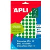 APLI ETIQUETAS ADHESIVAS CIRCULARES Ø10MM ESCRITURA MANUAL 126 X 8H APLI 10 VERDE