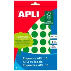 APLI ETIQUETAS ADHESIVAS CIRCULARES Ø19MM ESCRITURA MANUAL 40 X 8H VERDE