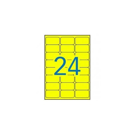 APLI ETIQUETAS ADHESIVAS 64X33,9MM LÁSER C/ROMOS 24 X 20H AMARILLO FLUORESCENTE