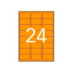 APLI ETIQUETAS ADHESIVAS 64X33,9MM LÁSER C/ROMOS 24 X 20H NARANJA FLUORESCENTE
