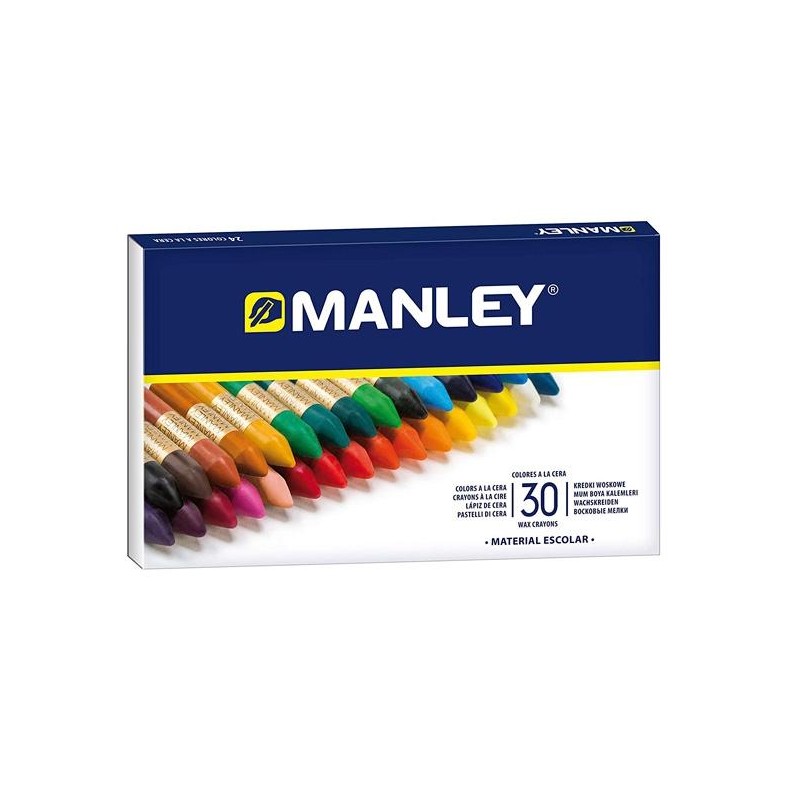 MANLEY ESTUCHE DE 30 CERAS BLANDAS 60MM COLORES SURTIDOS
