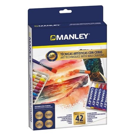 MANLEY SET DE TÉCNICAS ARTÍSTICAS CON CERAS CAJA 42 PIEZAS C/SURTIDOS