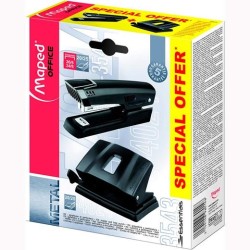 MAPED KIT ESSENTIAL METAL GRAPADORA 25H + PERFORADORA DE 2 AGUJEROS 35H NEGRO