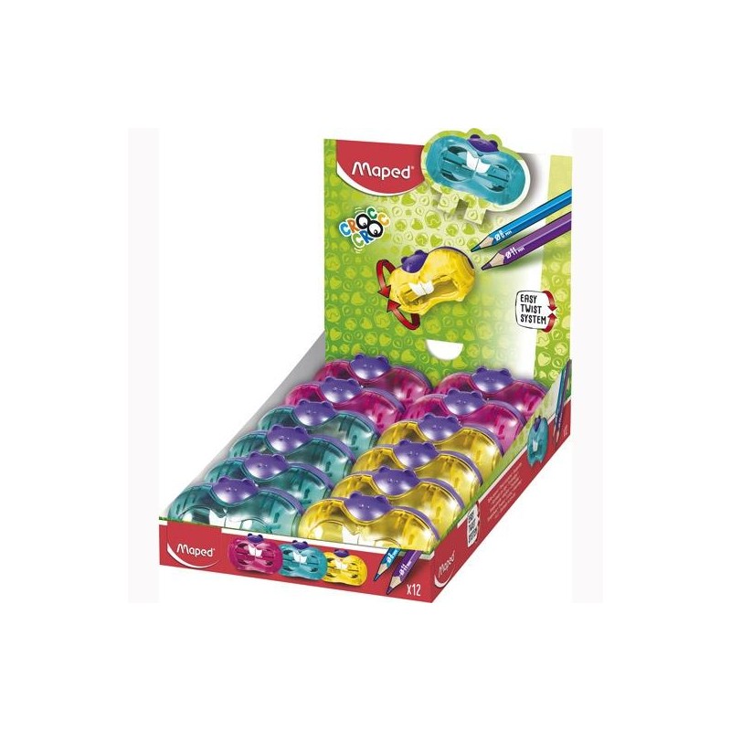 MAPED AFILALÁPICES CROC CROC TWIST 2 ORIFICIOS COLORES SURTIDOS EXPOSITOR 12U