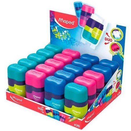 MAPED AFILABORRA CONNECT DUO SOFT 2 AGUJEROS COLORES SURTIDOS -EXPOSITOR 20U-