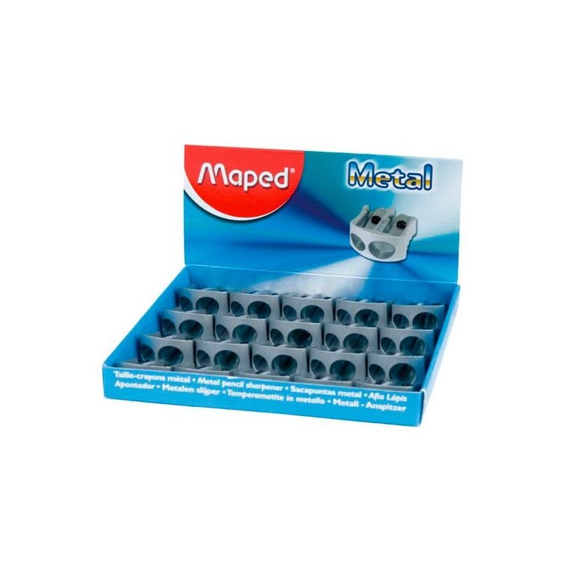 MAPED AFILALÁPICES METÁLICO CLASSIC 2 AGUJEROS PLATA CAJA EXPOSITORA 20U