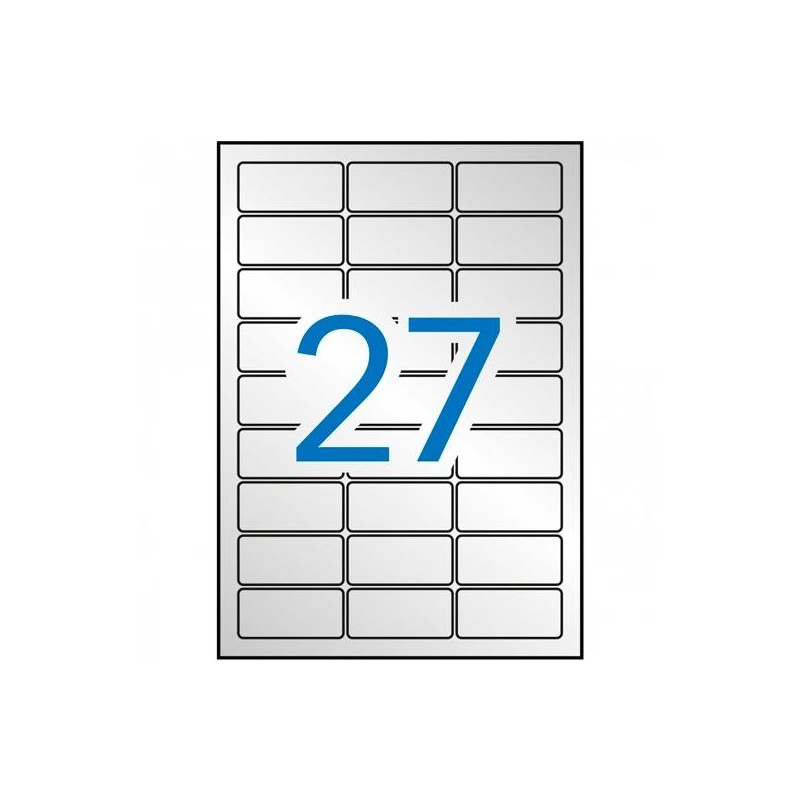 APLI ETIQUETAS ADHESIVAS METALIZADAS 63,5X29,6MM LÁSER C/ROMOS 27 X 20H PLATA