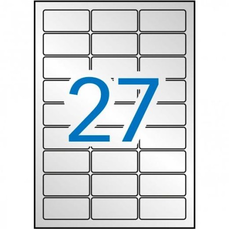 APLI ETIQUETAS ADHESIVAS METALIZADAS 63,5X29,6MM LÁSER C/ROMOS 27 X 20H PLATA