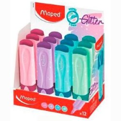 MAPED MARCADOR FLUORESCENTE FLUOR´PEPS GLITTER C/SURTIDOS EXPOSITOR 12 UD