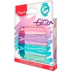 MAPED MARCADOR FLUORESCENTE FLUOR´PEPS GLITTER C/SURTIDOS ESTUCHE 4 UD