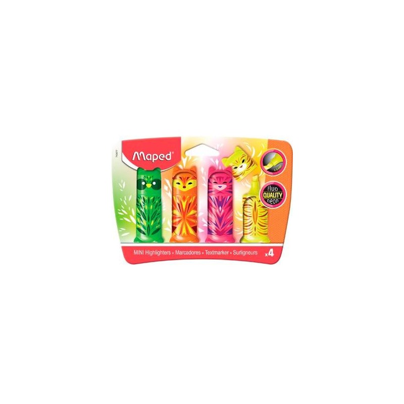 MAPED MARCADOR FLUORESCENTE MINI FRIENDS C/SURTIDOS ESTUCHE 4 UD