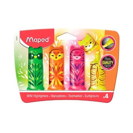 MAPED MARCADOR FLUORESCENTE MINI FRIENDS C/SURTIDOS ESTUCHE 4 UD