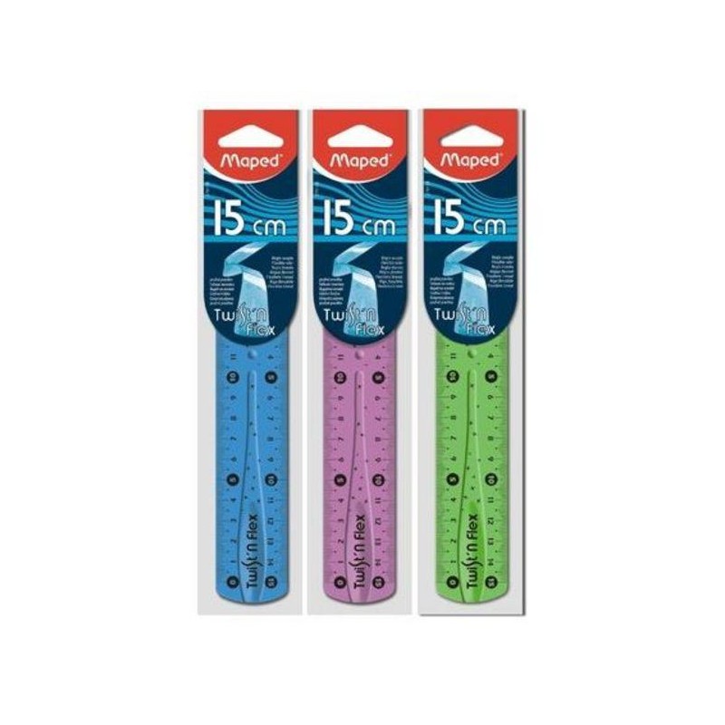 MAPED REGLA TWIST´N FLEX DECORADA DOBLE GRADUACIÓN 15 CM COLORES SURTIDOS