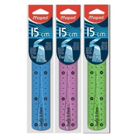 MAPED REGLA TWIST´N FLEX DECORADA DOBLE GRADUACIÓN 15 CM COLORES SURTIDOS