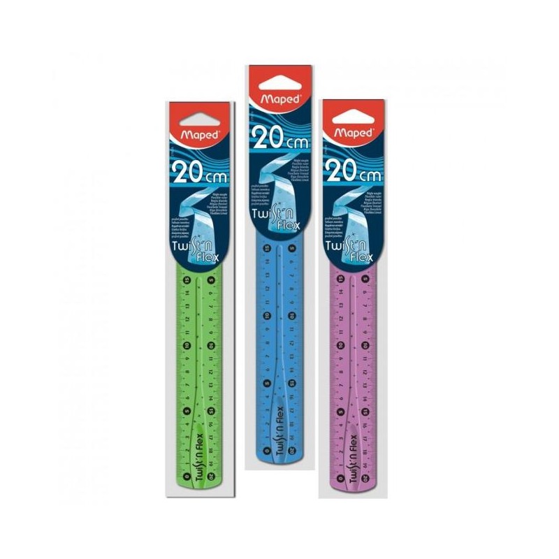 MAPED REGLA TWIST´N FLEX DECORADA DOBLE GRADUACIÓN 20 CM COLORES SURTIDOS