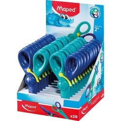 MAPED TIJERAS INFANTILES KIDIPULSE 12CM C/RESORTE DE APERTURA Y PROTECCIÓN +2 AÑOS AZUL BICOLOR