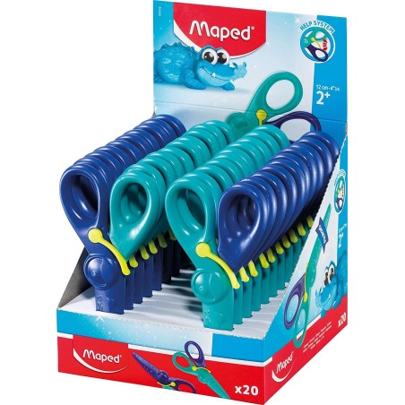 MAPED TIJERAS INFANTILES KIDIPULSE 12CM C/RESORTE DE APERTURA Y PROTECCIÓN +2 AÑOS AZUL BICOLOR