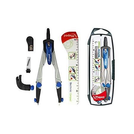 MAPED COMPÁS TECHNIC COMPACT CON ADAPTADOR, ESTUCHE DE MINAS, AFILAMINAS Y REGLA ESTUCHE DE 4 PIEZAS