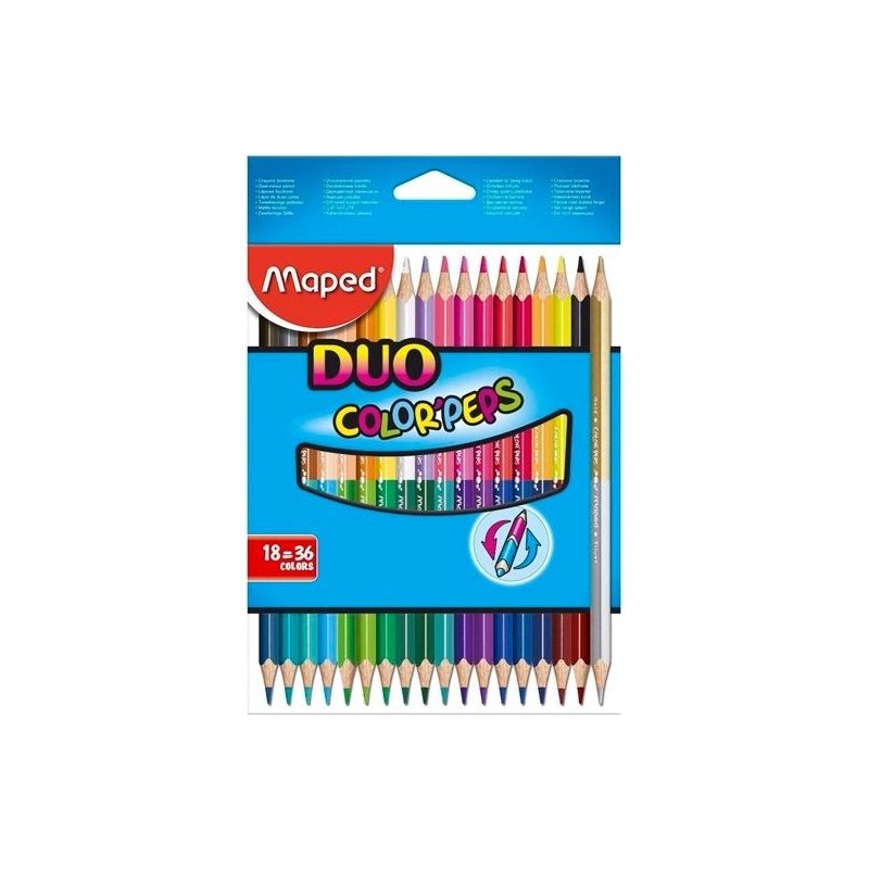 MAPED LÁPICES DE COLORES DUO COLOR´PEPS BICOLOR SURTIDOS ESTUCHE 18 UD
