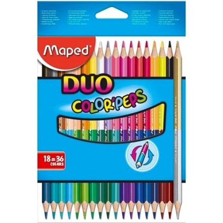 MAPED LÁPICES DE COLORES DUO COLOR´PEPS BICOLOR SURTIDOS ESTUCHE 18 UD