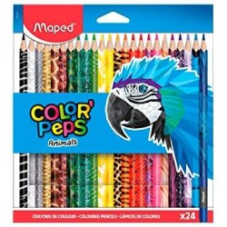 MAPED LÁPICES DE COLORES ANIMALS COLOR´PEPS SURTIDOS ESTUCHE 24 UD