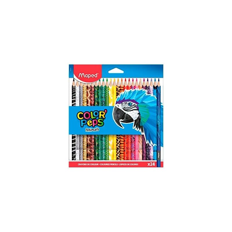 MAPED LÁPICES DE COLORES ANIMALS COLOR´PEPS SURTIDOS ESTUCHE 24 UD
