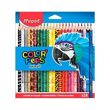 MAPED LÁPICES DE COLORES ANIMALS COLOR´PEPS SURTIDOS ESTUCHE 24 UD