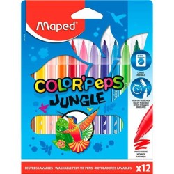 MAPED ROTULADORES COLOR´PEPS JUNGLE 2.0 ESTUCHE DE 12 C/SURTIDOS